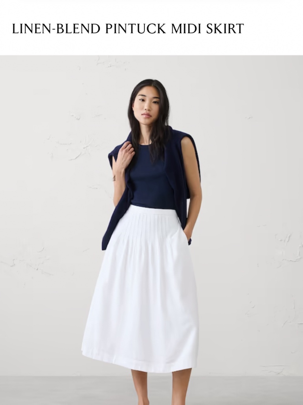 Banana Republic Linen Blend Pintuck Midi Skirt